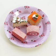 碎花一次性圓形派對彩色紙碟 食品包裝蛋糕紙質紙盤