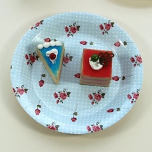 碎花一次性圓形派對彩色紙碟 食品包裝蛋糕紙質紙盤