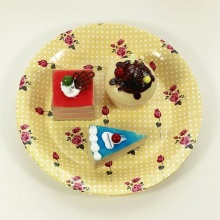 碎花一次性圓形派對彩色紙碟 食品包裝蛋糕紙質紙盤