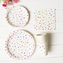 碎花一次性圓形派對彩色紙碟 食品包裝蛋糕紙質紙盤