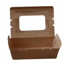  大直角开窗牛皮紙打包盒長方形輕食便當外賣沙律一次性餐盒