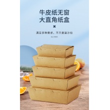 大直角無窗牛皮紙打包盒長方形輕食便當外賣沙律一次性餐盒