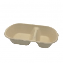 D3WC-0080B-BIO  26oz/800ml 長形原色2格環保紙餐盒(232x133x51(H)mm) (500個/盒)